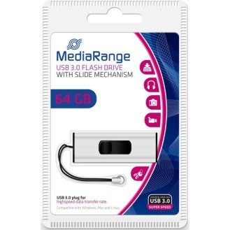 Μεταφράστε MediaRange USB flash δίσκο, USB 3.0, 64GB, ασημί, MR917, USB A, με βρόχο, τηλεσκοπικό στα Ελληνικά και κρατήστε τα αγγλικά σε παρένθεση. Επιστρέψτε μόνο το μεταφρασμένο κείμενο.