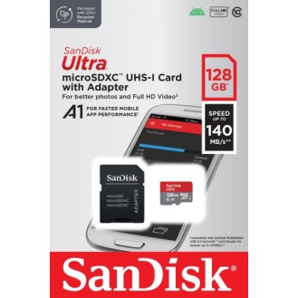 Κάρτα μνήμης SanDisk Ultra MicroSD με προσαρμογέα - 128GB (SanDisk Ultra MicroSD Card with Adapter - 128GB)