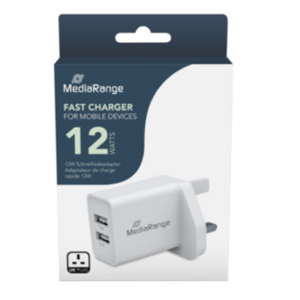 ΦΟΡΤΙΣΤΗΣ MEDIARANGE ΓΙΑ ΚΙΝΗΤΕΣ ΣΥΣΚΕΥΕΣ 12 WATTS 2 USB-A (FAST CHARGER FOR MOBILE DEVICES 12 WATTS 2 USB-A)